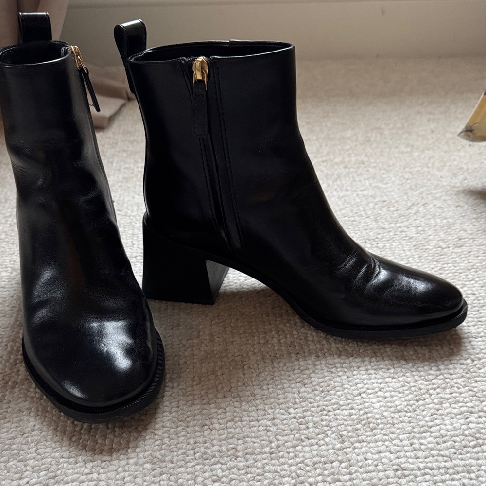 Tory Burch Glossy Black Ankle Boots
